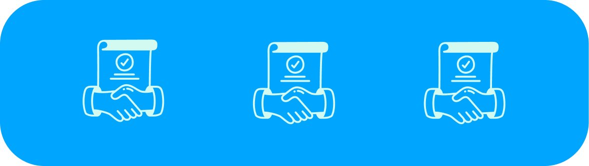 A sketch of hands shaking and paperwork, illustrating how financial security and job security are among the best benefits of a career in home care.