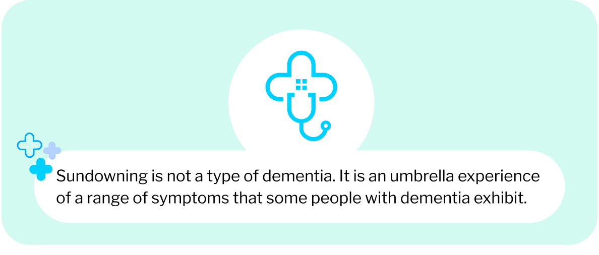A text graphic with an explanation of sundowning in dementia.