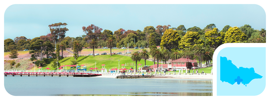 A panoramic photo of the waterfront in Geelong, where The CareSide delivers the best home care in Victoria.