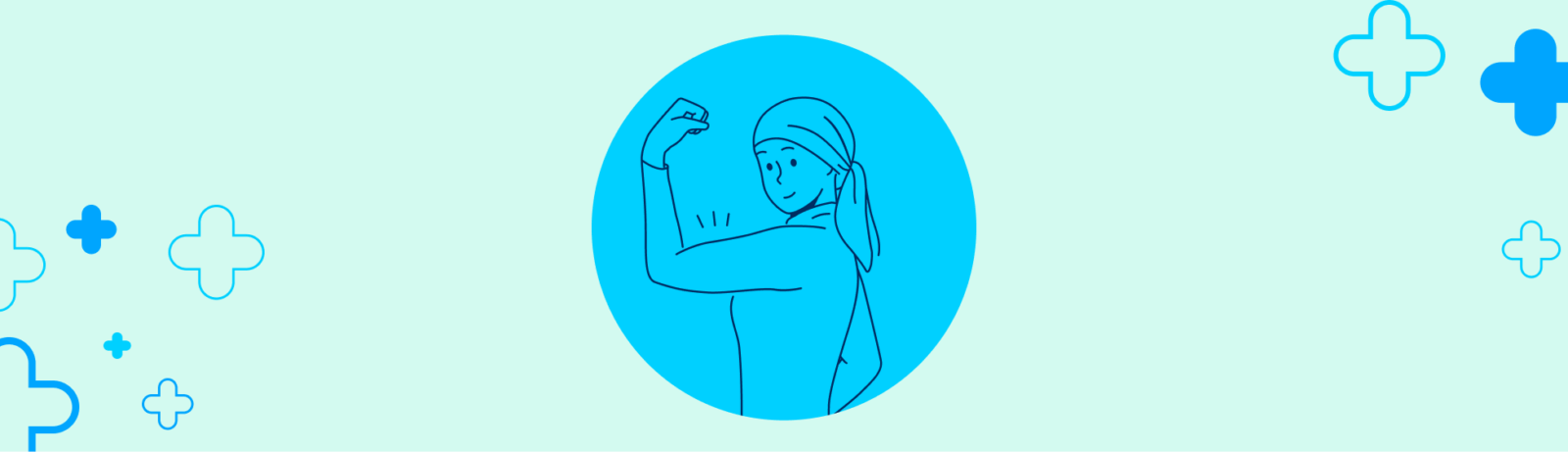 Sketch of a cancer patient showing her strength.