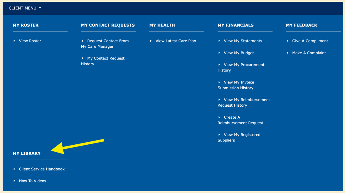 An image of The CareSide's client portal and all of its features, including links to the care recipient's roster, financials, care plan, and more.