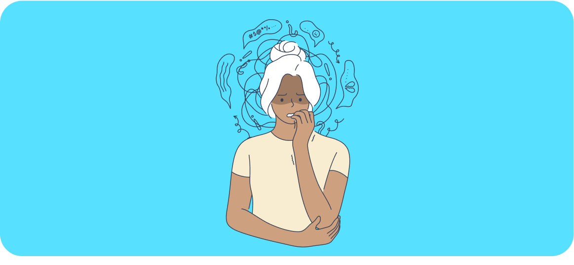 A sketch of a worried woman.