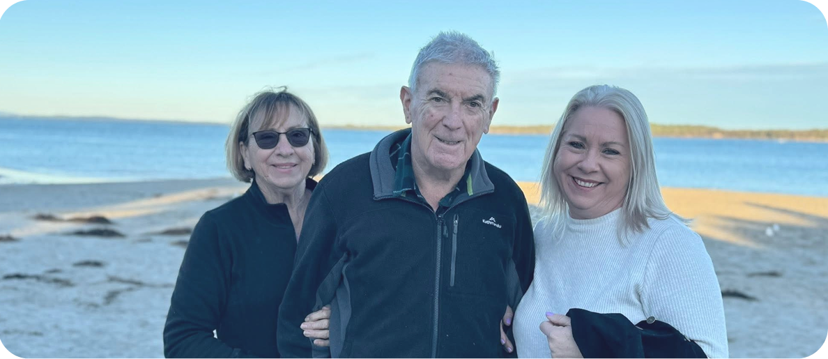 A photo of Diane, Laurie, and Kirrilee at the beach. When their family needed home care fast, they turned to The CareSide for help and got the support they needed during a crisis.