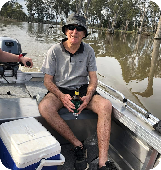 A photo of Laurie on a boat.