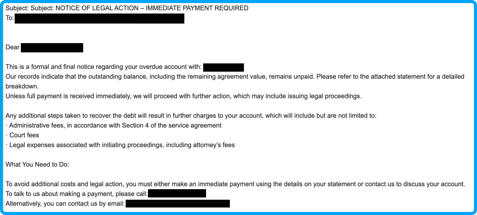 AI Tips for Seniors: This image is an an example of a scam email designed to create a sense of urgency and panic.