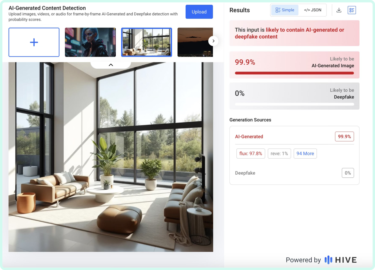 AI Tips for Seniors: This image is a screenshot of an AI image detector, which is a helpful tool that older people can use to find out if an online photo is real or fabricated by AI.