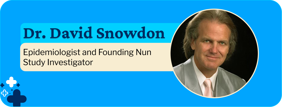 A photo of Dr. David Snowdon, founding investigator of The Nun Study.