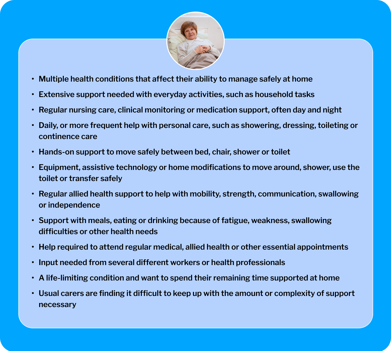 A text graphic with questions home care recipients can ask while determining if support at home classification 8 is the best level for their home care needs.