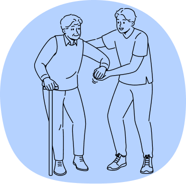 Sketch depicting a support worker providing home care services under Support at Home Classification 8.